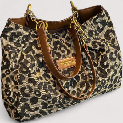 EDITH | SHOPPINGTASKE I CANVAS MED LEOPARDMØNSTER