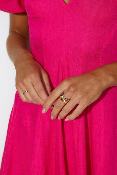 18 karat forgyldt ring med ædle sten Guld