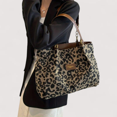 EDITH | SHOPPINGTASKE I CANVAS MED LEOPARDMØNSTER