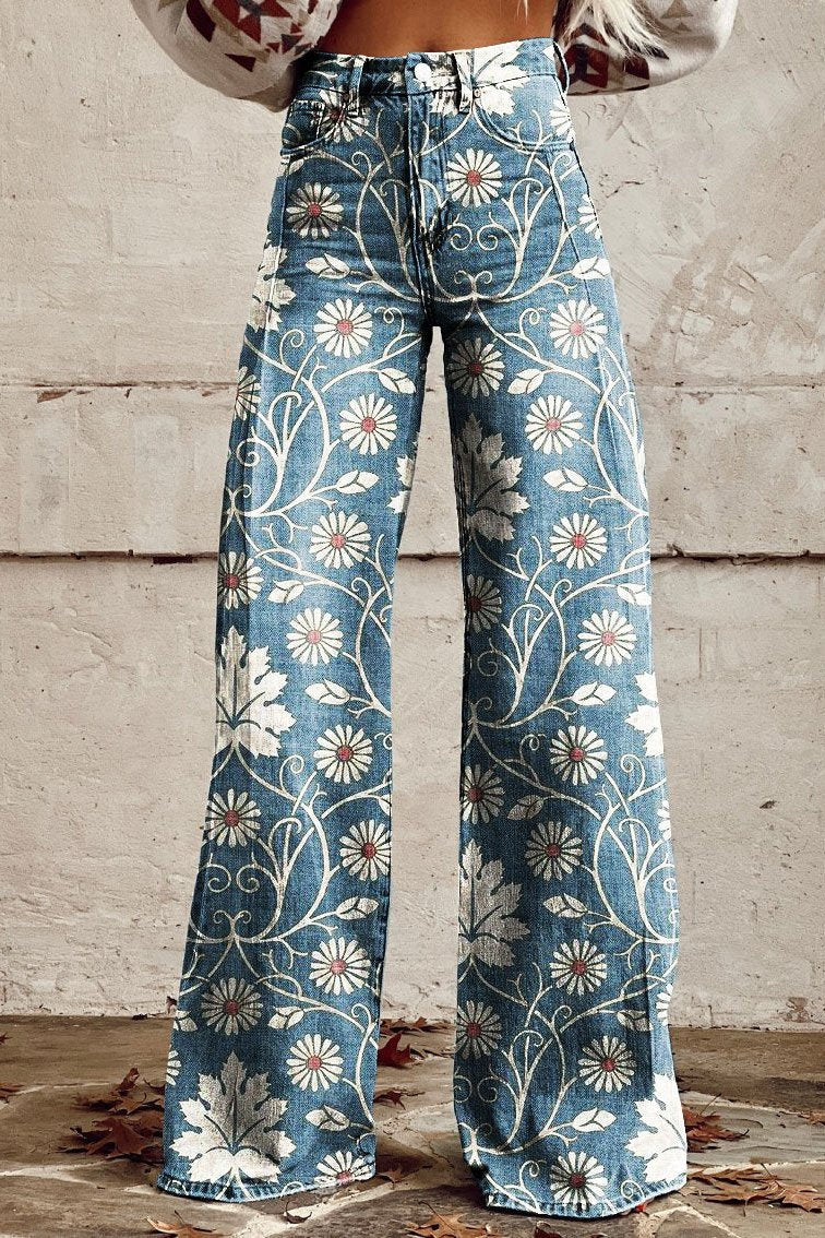 Amara | Boho Blomstrede Wide-Leg Bukser