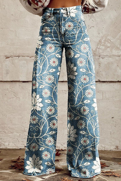 Amara | Boho Blomstrede Wide-Leg Bukser