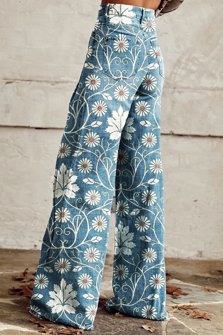 Amara | Boho Blomstrede Wide-Leg Bukser