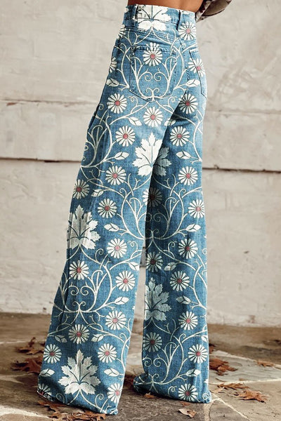 Amara | Boho Blomstrede Wide-Leg Bukser